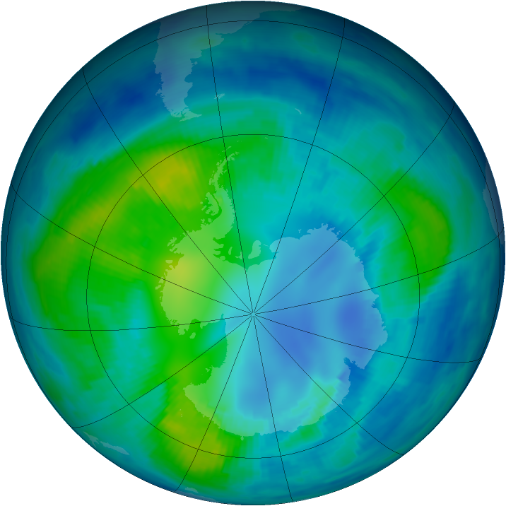 Antarctic ozone map for 24 April 1997